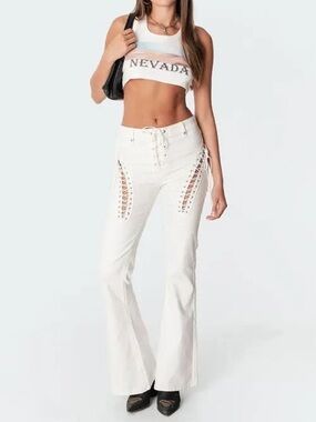 Engine High Waisted Lace Up Flares